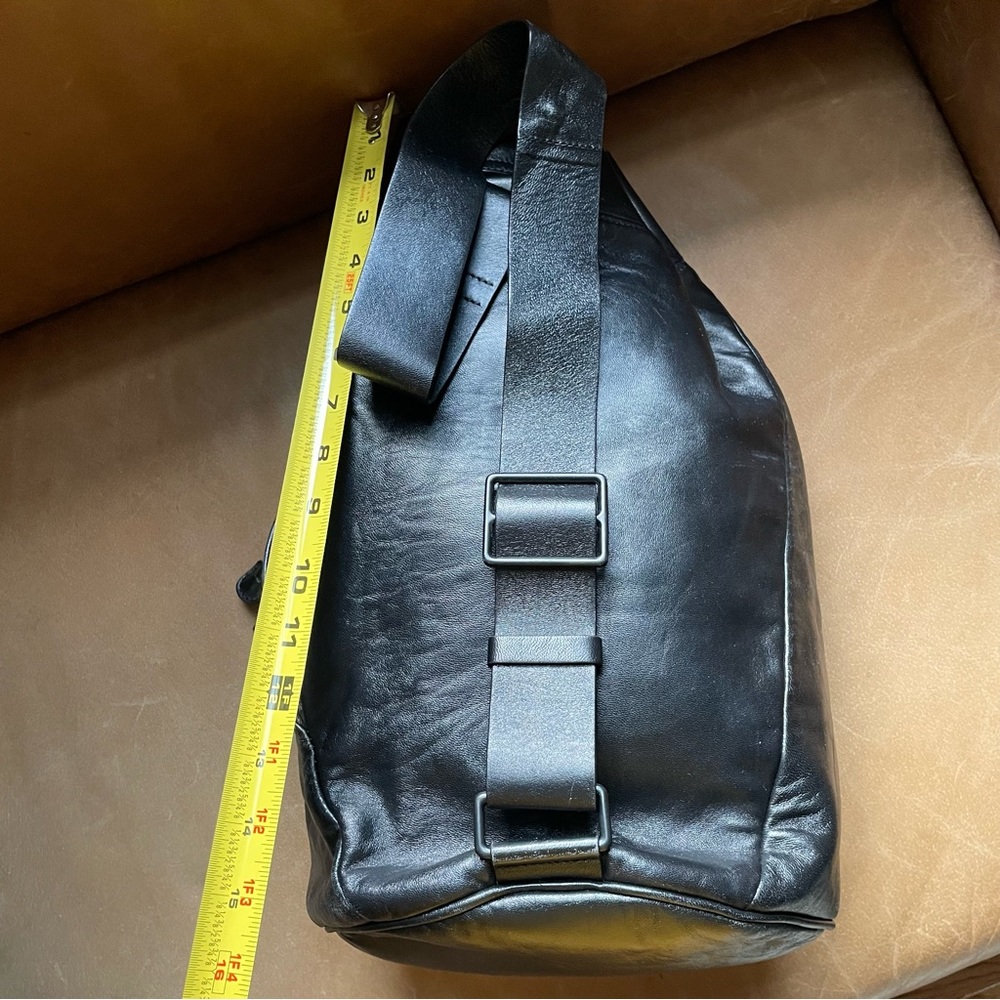 Pars Unum black leather Carbon bucket tote sling bag backpack luxe made in Italy - Picture 13 of 16